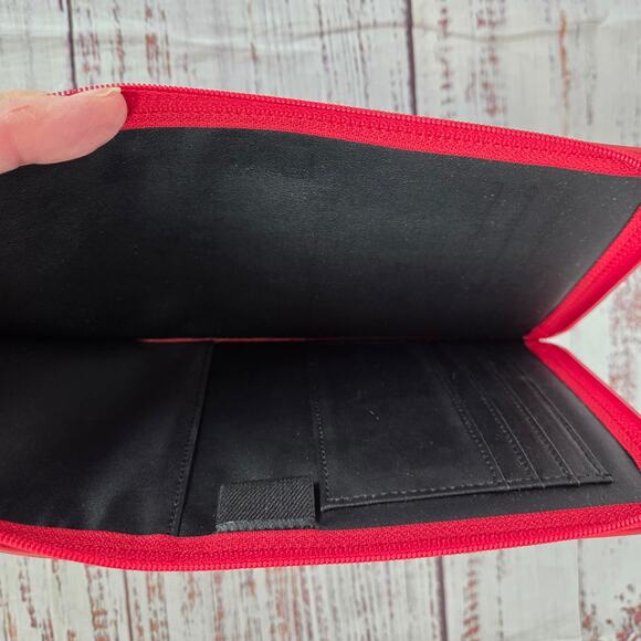 Levenger Red Fine Leather Card Pocket Case ID Holder Casual Office Business Work - Picture 5 of 8